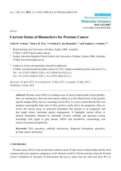 Molecular Sciences Current Status of Biomarkers for Prostate Cancer International Journal of