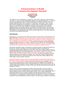 National Institutes of Health Consensus Development Statement  ACUPUNCTURE