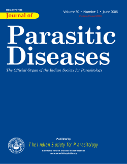 Parasitic Diseases Journal of The Official Organ of the Indian Society for Parasitology