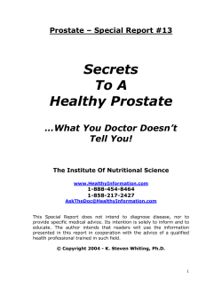Secrets To A Healthy Prostate …What You Doctor Doesn’t