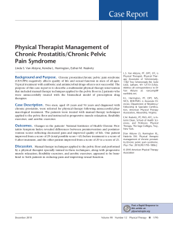 Case Report Physical Therapist Management of Chronic Prostatitis/Chronic Pelvic Pain Syndrome