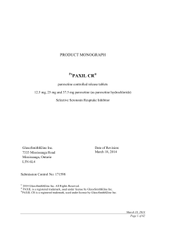 PAXIL CR  PRODUCT MONOGRAPH