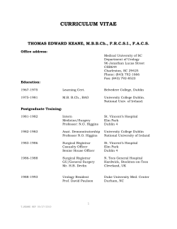 CURRICULUM VITAE  THOMAS EDWARD KEANE, M.B.B.Ch., F.R.C.S.I., F.A.C.S. Office address