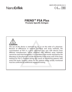 FREND™ PSA Plus Caution: Prostate Specific Antigen