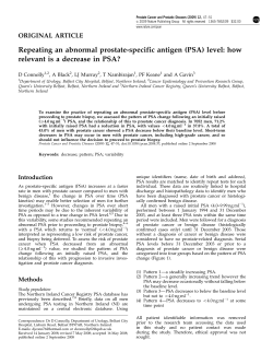 Repeating an abnormal prostate-specific antigen (PSA) level: how ORIGINAL ARTICLE D Connolly