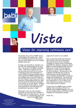 Vista ‘Vision for improving continence care’ Spring 2014