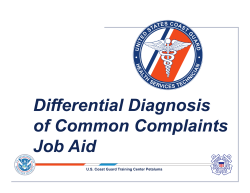 Differential Diagnosis of Common Complaints Job Aid U .