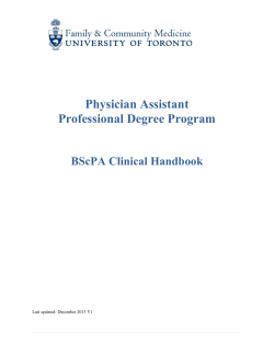 Physician Assistant Professional Degree Program BScPA Clinical Handbook