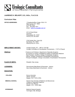 LAURENCE H. BELKOFF, D.O., M.Sc., F.A.C.O.S. Curriculum Vitae