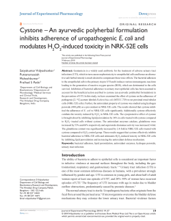 cystone – An ayurvedic polyherbal formulation E. coli modulates h O