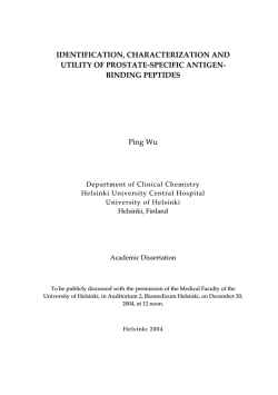 IDENTIFICATION, CHARACTERIZATION AND UTILITY OF PROSTATE-SPECIFIC ANTIGEN- BINDING PEPTIDES Ping Wu