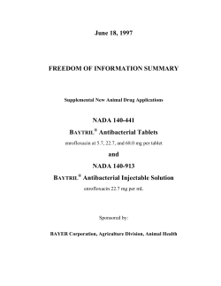 June 18, 1997 FREEDOM OF INFORMATION SUMMARY NADA 140-441 B