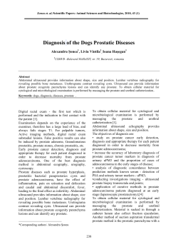 Diagnosis of the Dogs Prostatic Diseases Alexandru Şonea , Liviu Vintila