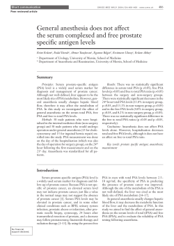 General anesthesia does not affect the serum complexed and free prostate