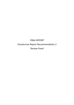 FINAL REPORT Chesterman Report Recommendation 2 Review Panel