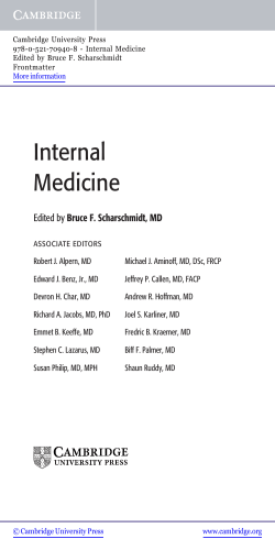 Cambridge University Press 978-0-521-70940-8 - Internal Medicine Edited by Bruce F. Scharschmidt Frontmatter