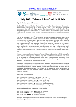 Robib and Telemedicine July 2001 Telemedicine Clinic in Robib