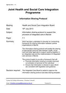 Joint Health and Social Care Integration Programme Information Sharing Protocol
