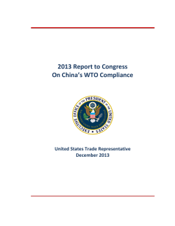 2013 Report to Congress On China’s WTO Compliance  United States Trade Representative