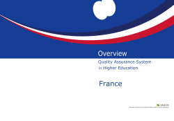 Overview France Quality Assurance System Higher Education