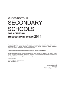 SECONDARY SCHOOLS 2014 CHOOSING YOUR