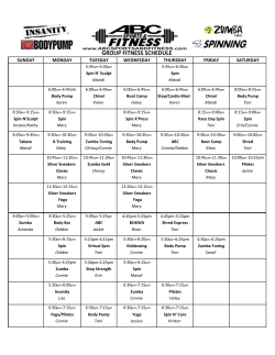 GROUP FITNESS SCHEDULE SUNDAY MONDAY TUESDAY