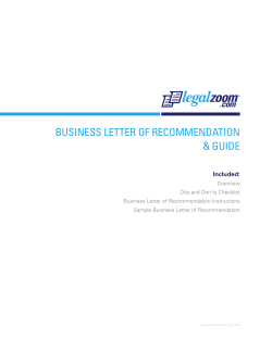 BUSINESS LETTER OF RECOMMENDATION &amp; GUIDE Included: