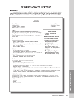 rESUmES/CoVEr LETTErS rESUmES