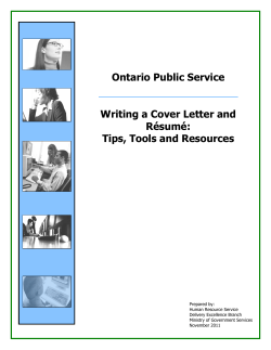 Ontario Public Service Writing a Cover Letter and Résumé: