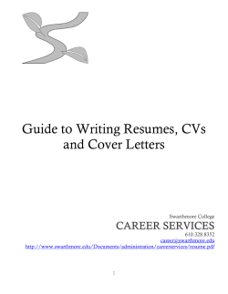 Guide to Writing Resumes, CVs and Cover Letters C