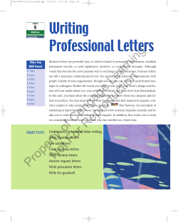 Writing Professional Letters E