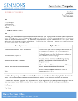 Cover Letter Templates  T-STYLE COVER LETTER