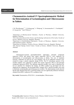 Chemometrics-Assisted UV Spectrophotometric Method for Determination of Acetaminophen and Chlorzoxazone