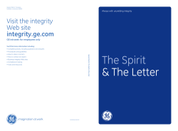 The Spirit Visit the integrity Web site integrity.ge.com