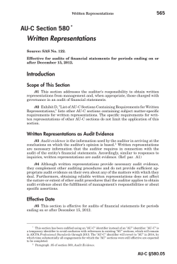 Written Representations AU-C Section 580