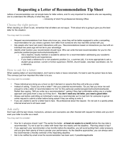 Requesting a Letter of Recommendation Tip Sheet
