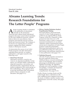 A Abrams Learning Trends: Research Foundations for The Letter People