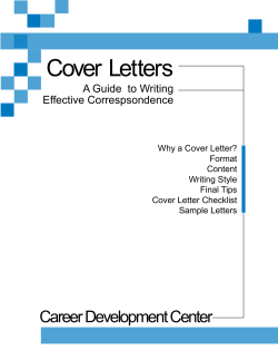 Cover Letters Career Development Center A Guide  to Writing Effective Correspsondence
