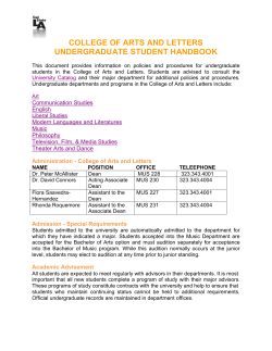 COLLEGE OF ARTS AND LETTERS UNDERGRADUATE STUDENT HANDBOOK