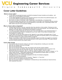 Cover Letter Guidelines What is a Cover Letter?