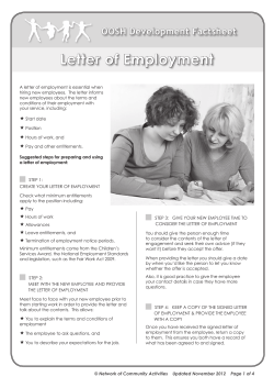 Letter of Employment OOSH Development Factsheet