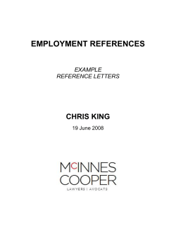 EMPLOYMENT REFERENCES CHRIS KING EXAMPLE