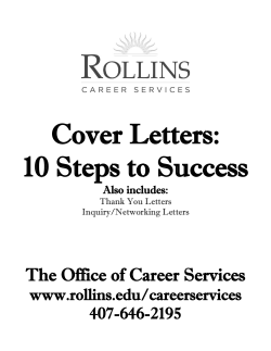 Cover Letters: 10 Steps to Success  The Office of Career Services