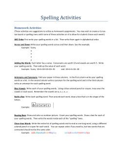 Spelling Activities Homework Activities