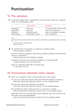 Punctuation 15 The sentence A