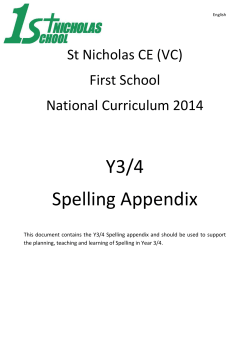 Y3/4 Spelling Appendix St Nicholas CE (VC)