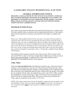 LANDLORD TENANT RESIDENTIAL EVICTION GENERAL INFORMATION NOTICE