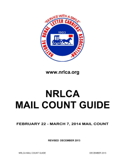 NRLCA MAIL COUNT GUIDE www.nrlca.org FEBRUARY 22 - MARCH 7, 2014 MAIL COUNT