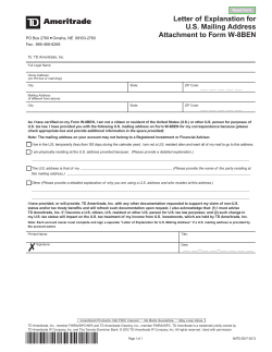 Letter of Explanation for U.S. Mailing Address Attachment to Form W-8BEN