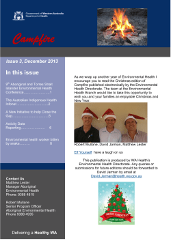 Campfire In this issue  Issue 3, December 2013